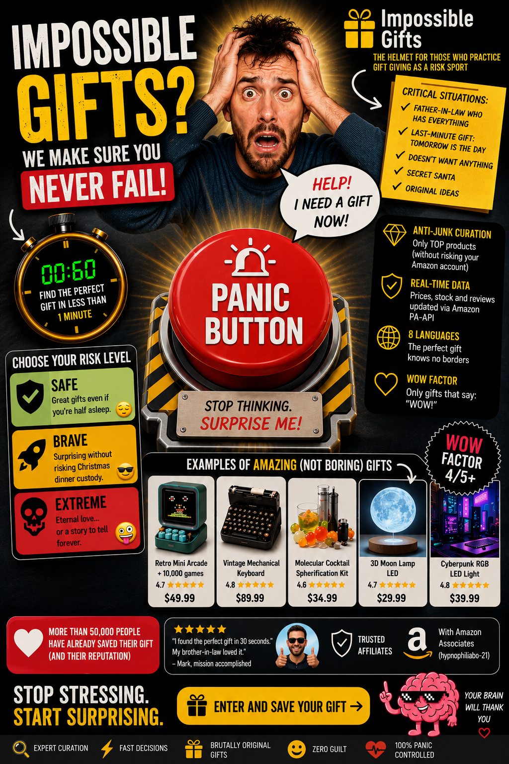 Impossible Gifts panic button promotional poster